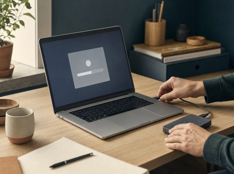 Installation und Einrichtung eines MacBook mit externer Datensicherung